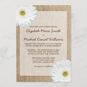 Invitations rustiques de mariage de toile de jute