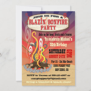 Invitations rustiques de partie de feu de Blazin