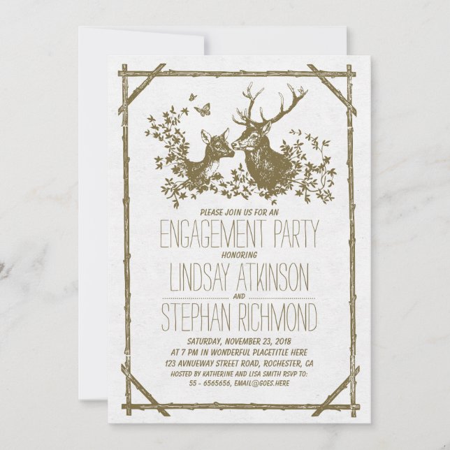 Invitations rustiques d'un parti d'engagement avec (Devant)