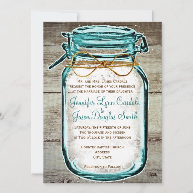 Invitations rustiques en bois de mariage de grange (Devant)