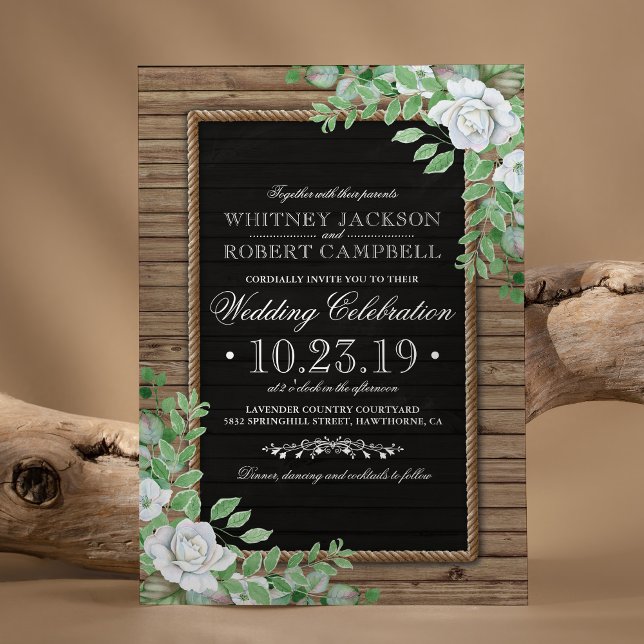 Invitations rustiques en bois | Mariage de verdure (Créateur téléchargé)