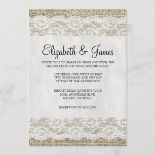 Invitations rustiques noires et blanches de