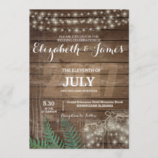 Invitations rustiques personnalisables de mariage