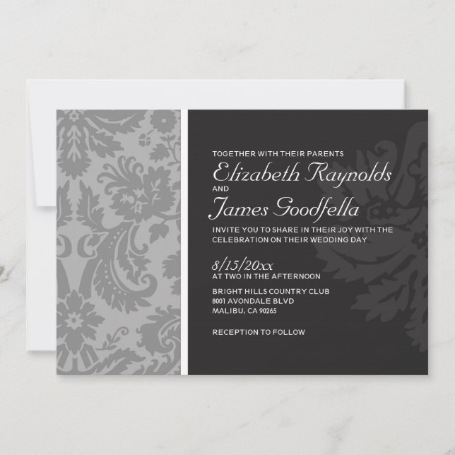 Invitations Silver Mariage damassé (Devant)