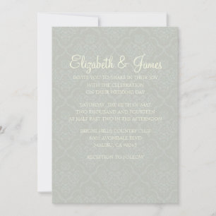 Invitations Silver Mariage damassé personnalisées