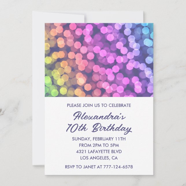 Invitations simples 10e anniversaire Confetti Rain (Devant)
