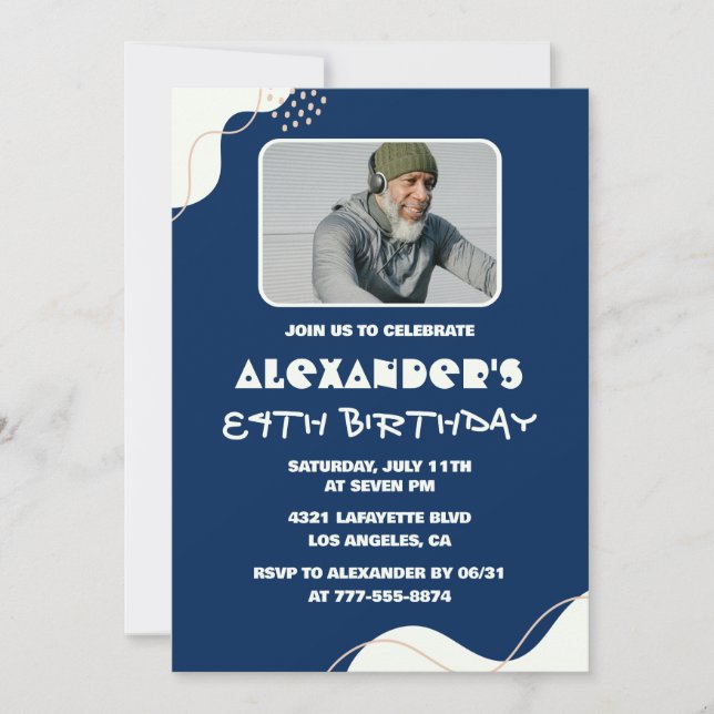 Invitations simples 84e anniversaire Homme Photo N (Devant)