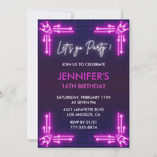 Invitations simples à 16e anniversaire Modern Pink