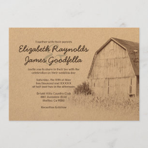 Invitations simples de mariage de ferme