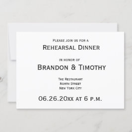 Invitations simples de répétition Mariage gay