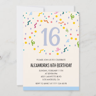 Invitations simples pour 16 ans Anniversaire Confe