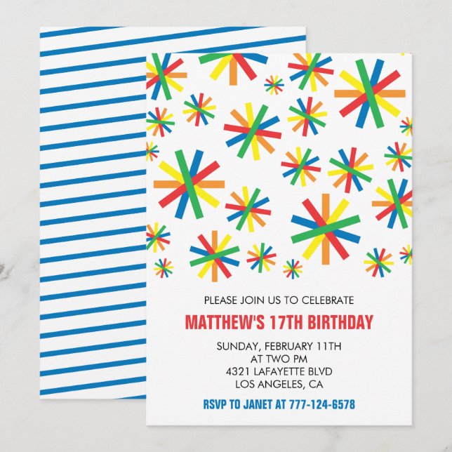 Invitations simples pour un 17e anniversaire Confe (Devant / Derrière)