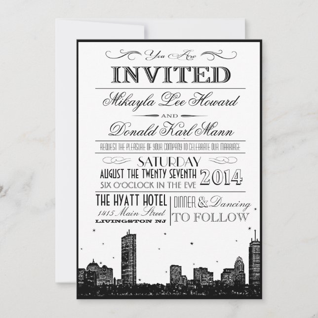 Invitations Skyline de Boston (Devant)