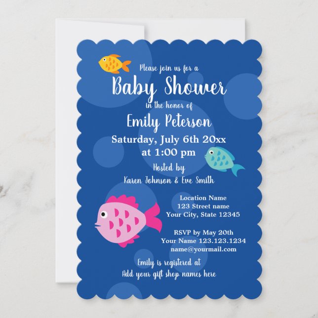 Invitations sous-marine à thème bébé (Devant)