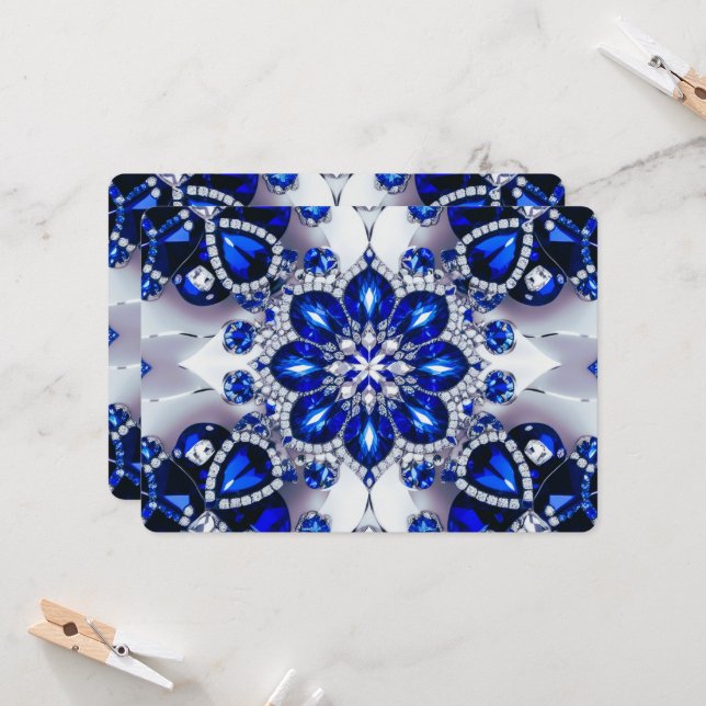 Invitations spéciales avec Blue White Design (Devant/Arrière en situation)