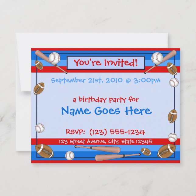 Invitations sportives personnalisables "Vous êtes  (Devant)