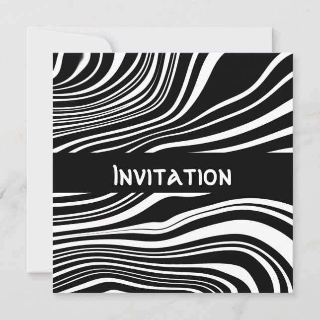 Invitations Style noir et blanc Impression Abstrai (Devant)