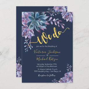 Invitations succulentes de mariage d'aquarelle de