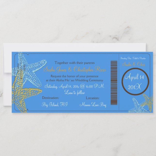 INVITATIONS SUR LES MARIAGES DE STARFISH BLEU (Devant)