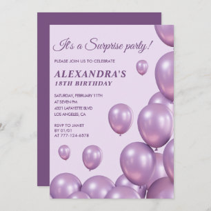 Invitations Surprise 18e anniversaire Balloons Mod