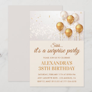 Invitations Surprise 38e anniversaire Gold