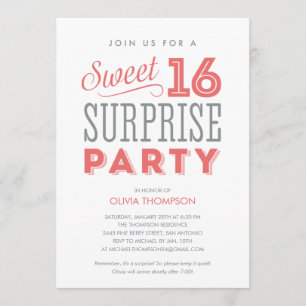 Invitations surprise du Sweet sixteen blanc