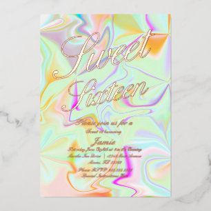 Invitations Sweet Sixteen  Pressée Liquide Dorée H