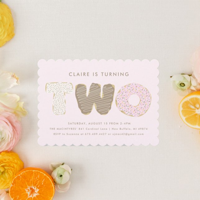Invitations Thème Donut de fête d'anniversaire (second birthday party invitation)