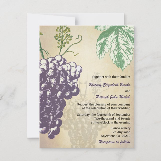 Invitations toscanes vintages de mariage de (Devant)