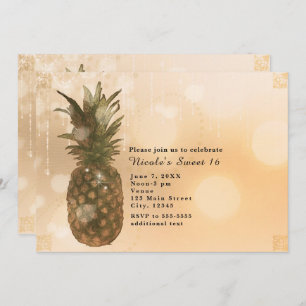 Invitations tropicales élégantes d'ananas d'or