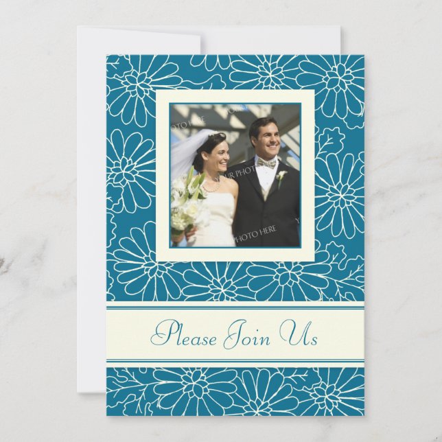 Invitations Turquoise Photo Mariage Vow Renewal (Devant)