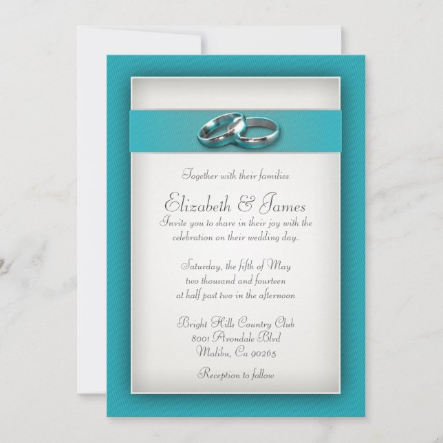 Invitations turquoises de mariage (Devant)