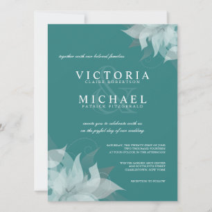 Invitations Turquoises de mariage floral bleu et b