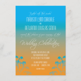 Invitations Turquoises de mariage orangé