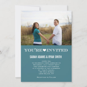Invitations turquoises de photo de mariage de