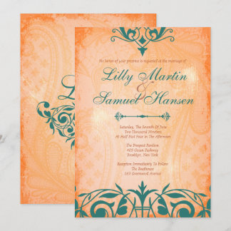 Invitations turquoises rustiques et toscanes de