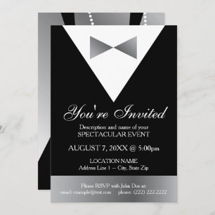Invitations Tuxedo Black & Silver Forme moderne
