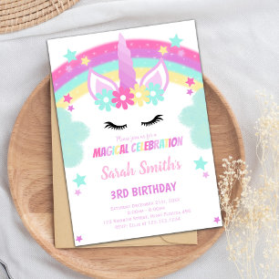 Invitations Unicorn Green Cloud