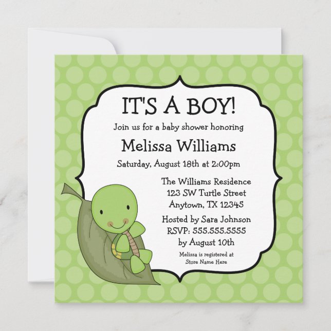 Invitations vertes de baby shower de points de (Devant)