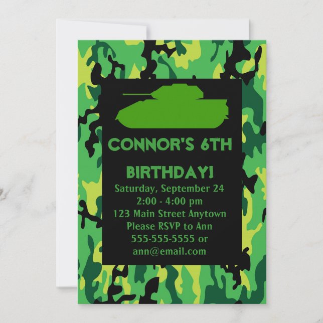 Invitations vertes de fête d'anniversaire de (Devant)