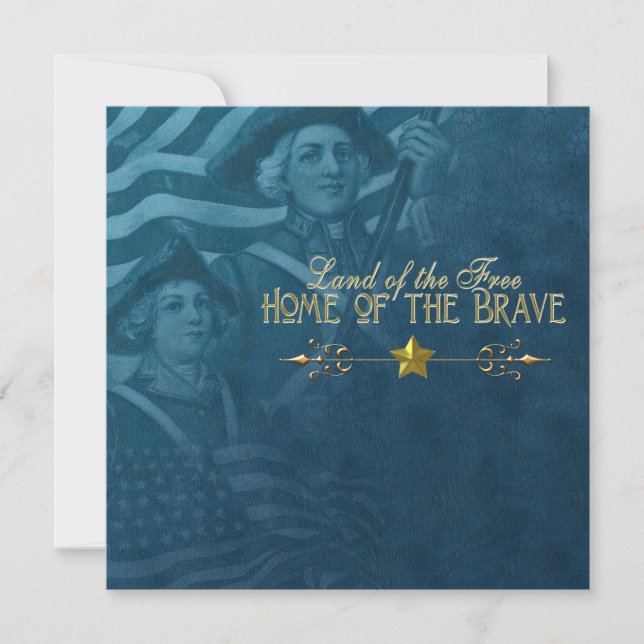 Invitations vintage Blue 4 juillet (Devant)
