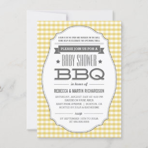 Invitations vintage Jaune BBQ Neutre Bébé Douche