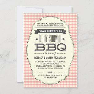 Invitations vintage Pink BBQ Girl Baby Shower