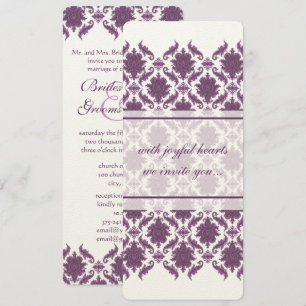 Invitations vintage Purple Mariage damassé