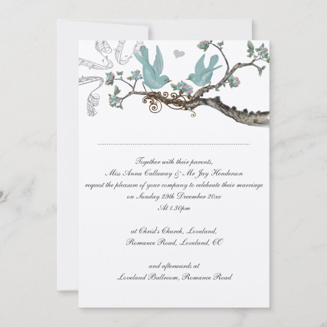 Invitations vintage Robin's Oeuf Blue Wedding (Devant)
