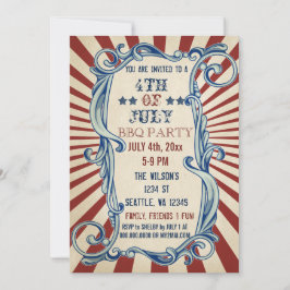 Invitations vintage Rustic 4 juillet BBQ Party