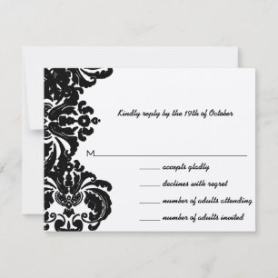 Invitations vintages Black Mariage damassé