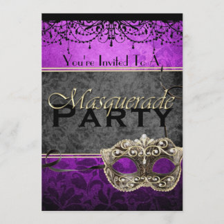 Invitations vintages chics de mascarade de prune