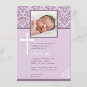 Invitations vintages croisées blanches de baptême