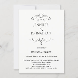 Invitations vintages de dîner de répétition de b&w